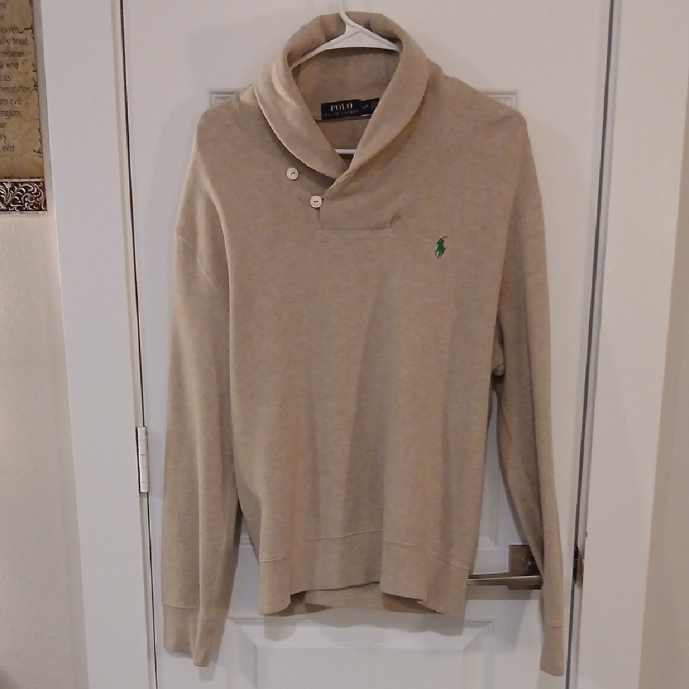 Ralph Lauren Tan Sweater with Green Logo